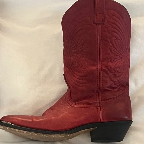 Red Leather Cowboy Boots - Picture 3 of 8